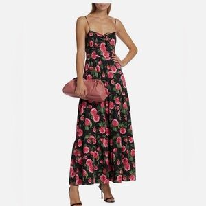 Alice + Olivia Black and Pink Floral Maxi Dress